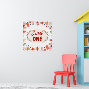 Poster Douce Fête d'anniversaire Gâteau Donut Glace 1er