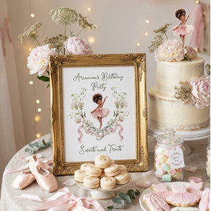 Poster Douce friandise d'anniversaire de ballerine à l'aq