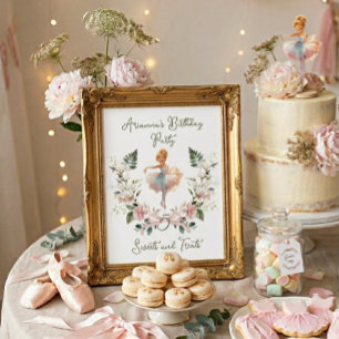 Poster Douce friandise d'anniversaire de ballerine à l'aq