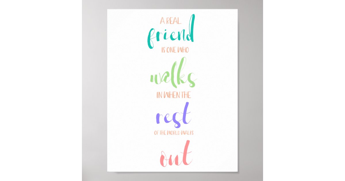 Poster Douce Mignonne Veritable Amitie Citation Couleurs Zazzle Ch
