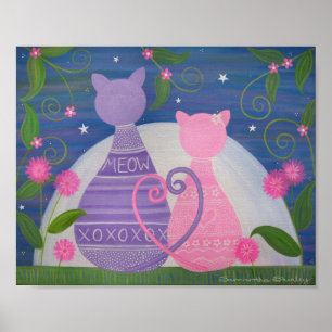 Poster Douce Novembre - 8x10 Chats Kitty en amour Art pou