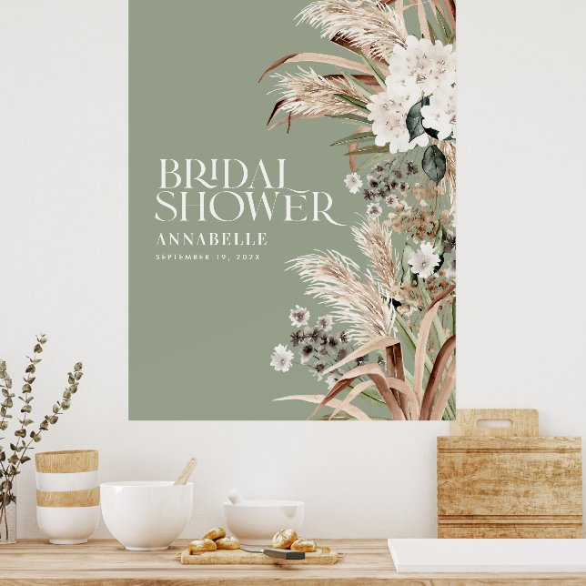 Poster Douce pluie de mariage pampas terre cuite moderne  (Cuisine)