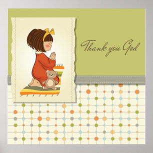 Poster Douce Prière Fille Merci Dieu