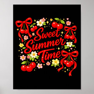 Poster Douce tenue d'été cerise rétro noeud papillon 