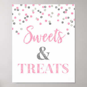 Poster Douceurs et traitements en argent rose Table de de