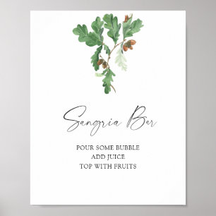 Poster Douche de mariée feuille Acorn - bar sangria