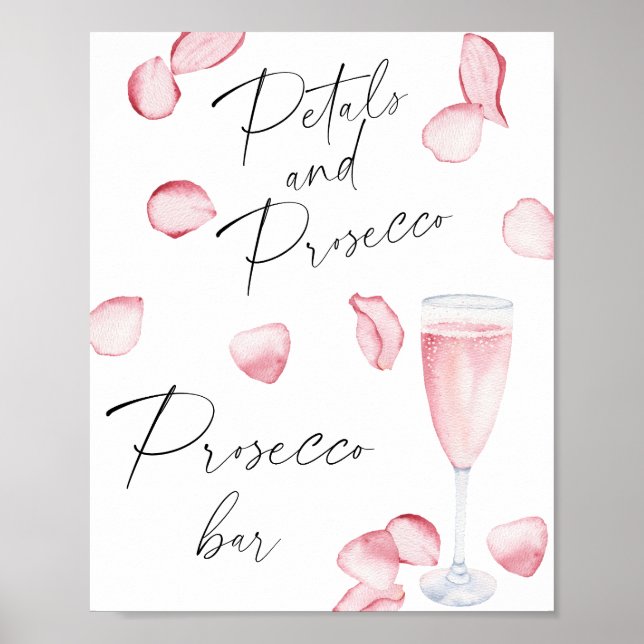 Poster Douche de mariée rose de Prosecco - barre de pours (Devant)