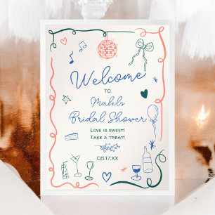 Poster Douche maxi dessinée à la main