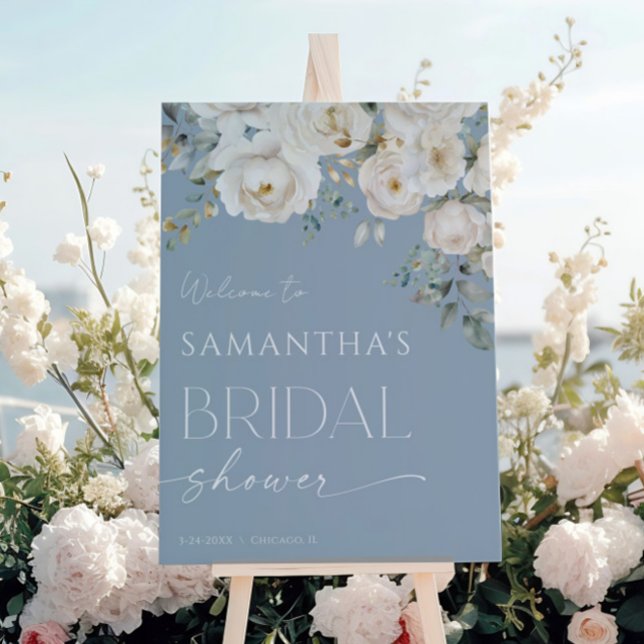 Poster Douche nuptiale bleu-blanc (Créateur téléchargé)