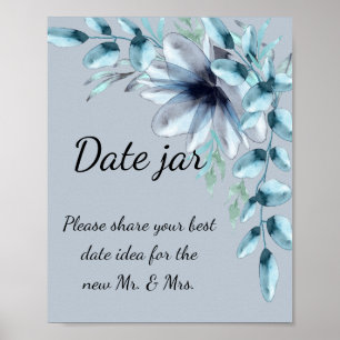 Poster Douche nuptiale bleu gris foncé