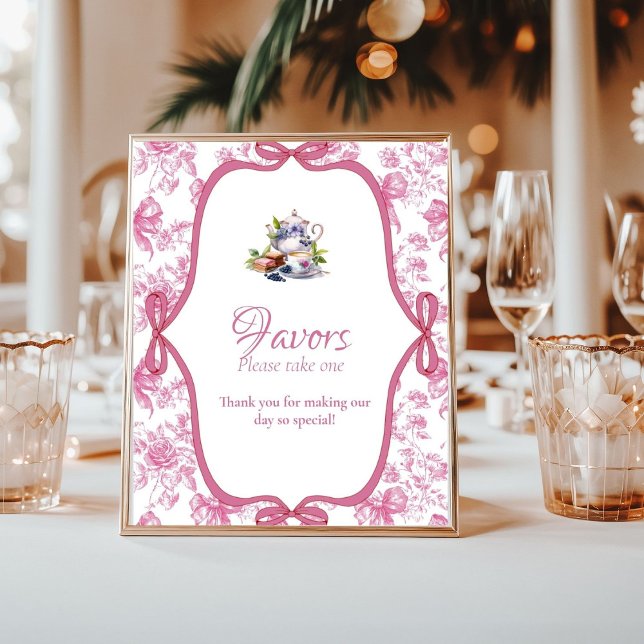 Poster Douche nuptiale Fleur sauvage rose Thé Faveurs Sig (Créateur téléchargé)