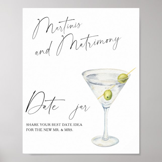 Poster Douche nuptiale Martini sèche Date idées de nuit (Devant)