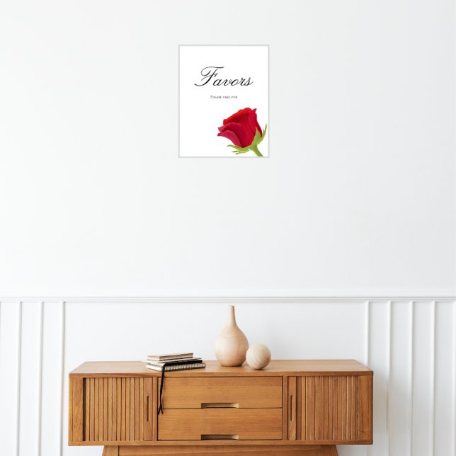 Poster Douche nuptiale rose rouge Faveurs (Créateur téléchargé)