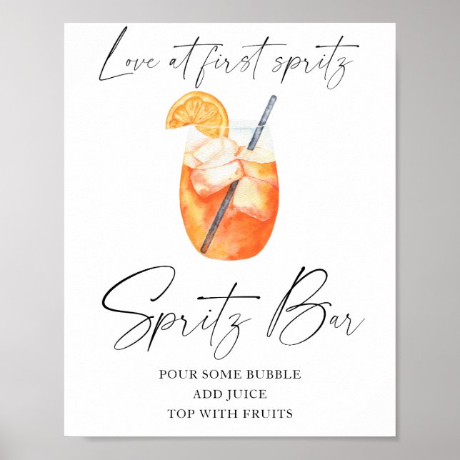 Poster Douche pour mariée Aperol - bar spritz (Devant)