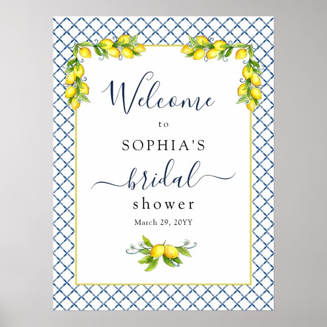Poster Douche principale en citron nuptiale Bienvenue (Devant)