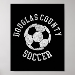 Poster Douglas County Soccer Rétro Distressed 90's Vintag