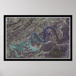 Poster Douglas Lake Tennessee Carte de l'affiche satellit