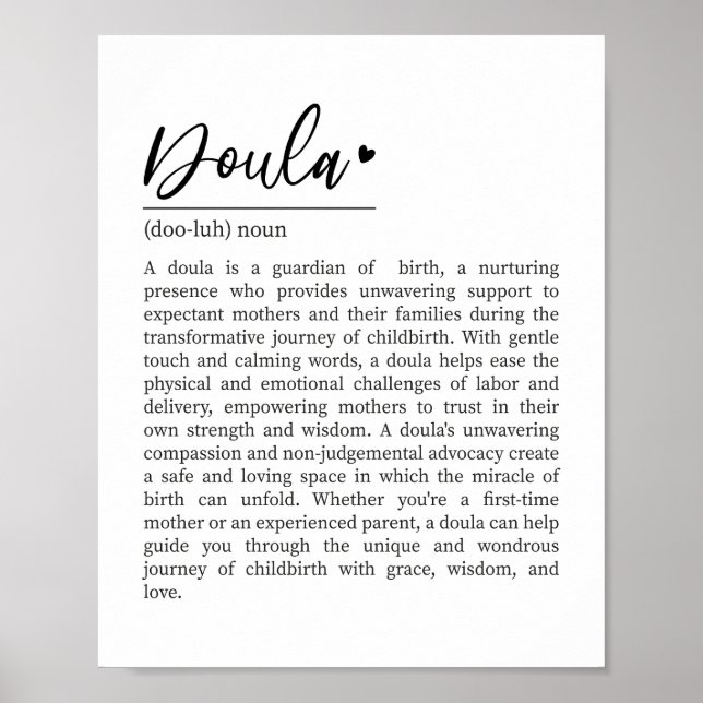 Poster Doula Definition, Doula Gift, Present for Doula (Devant)