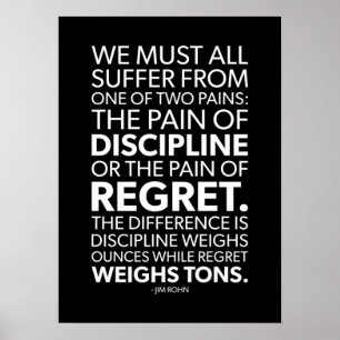 Poster Douleur De Discipline vs Regret - Motivation Du Su