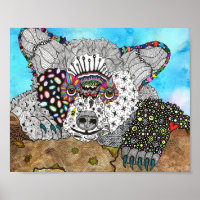 Poster d'ours adorable et coloré - 10" x 8"
