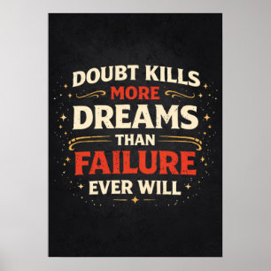 Poster Doute vs Échec vs Rêves - Motivation pour Réussir