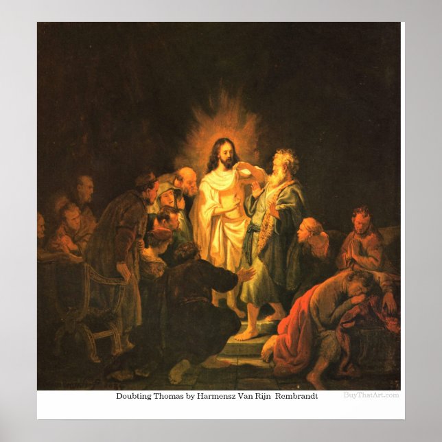 Poster Douter de Thomas par Harmensz Van Rijn Rembrandt (Devant)