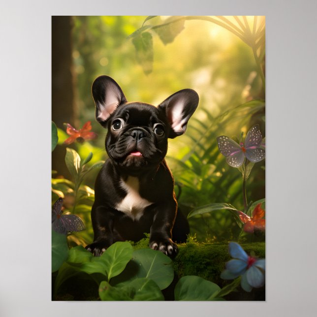 Poster 🐶💗Doux Frenchie chiot dans une jungle (Devant)