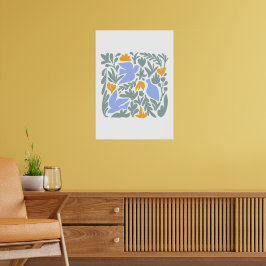 Poster Dove avec Fleurs dans le style folk | Formes moder