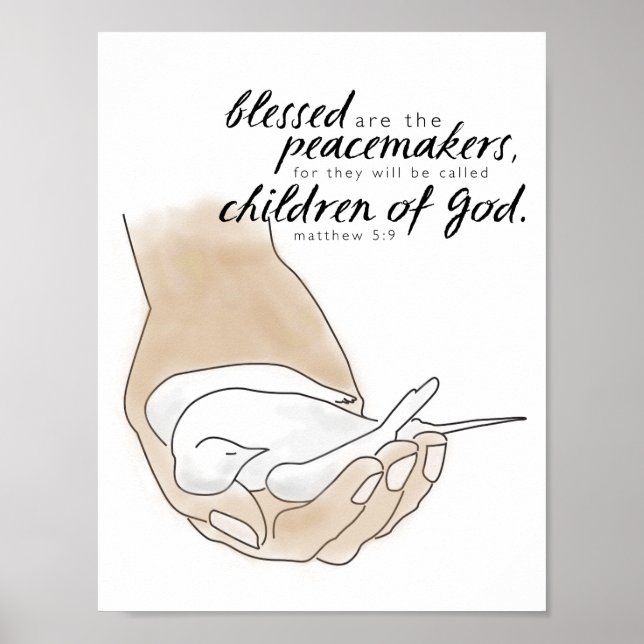 Poster Dove, Béni soient les Peacemakers, Matthieu 5:9 (Devant)