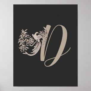 Poster Dove Elegant Monogram Initial D  
