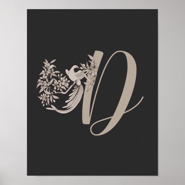 Poster Dove Elegant Monogram Initial D   (Devant)
