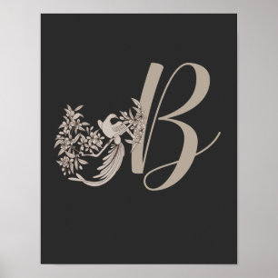 Poster Dove Elegant Monogramme Initiale B