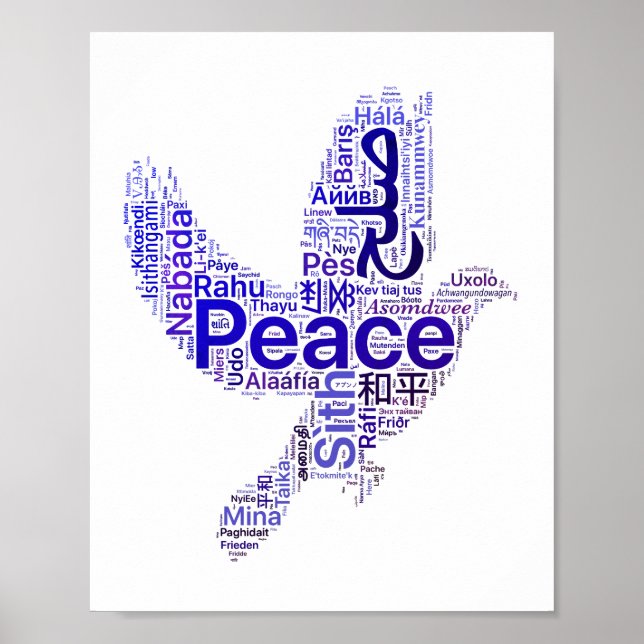 Poster Dove Word Art Peace (Devant)