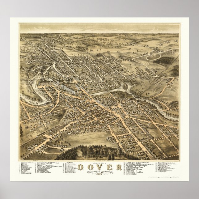 Poster Dover, NH Panoramic Map - 1877 (Devant)