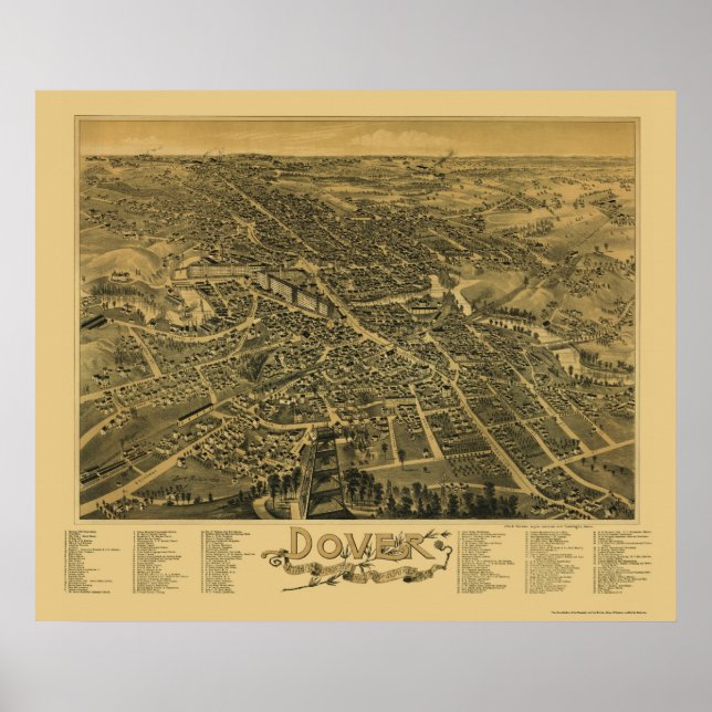Poster Dover, NH Panoramic Map - 1888 (Devant)