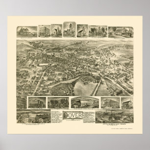 Poster Dover, NJ Panoramic Map - 1903