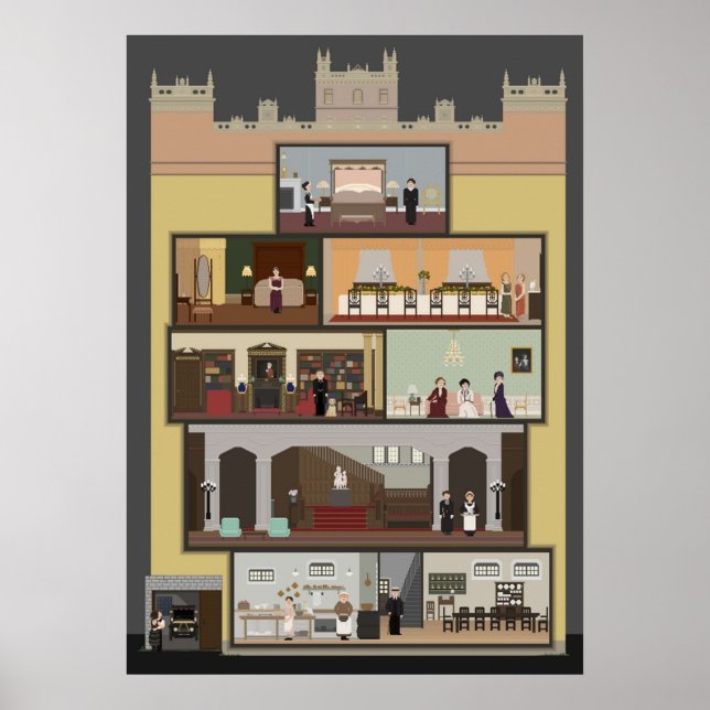 Poster Downton Abbey Pixel Art (Devant)