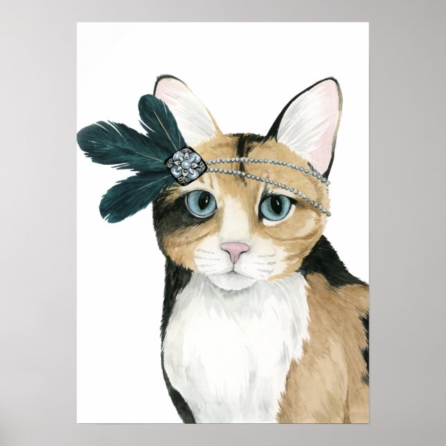Poster Downton Cat | Bejeweled With Feathers (Devant)