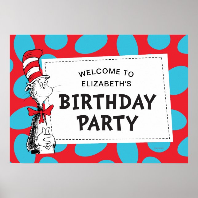 Poster Dr Seuss | Chat à la fête d'anniversaire du Casque (Devant)