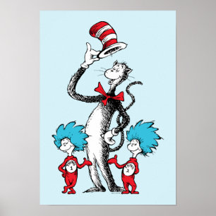 Poster Dr Seuss   Chat dans le Casquette, Chose un & Chos