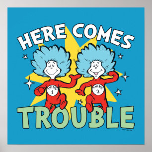 Poster Dr. Seuss   Chose Un Chose Deux Les Ennuis Arriven