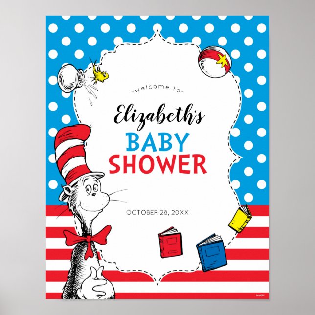Poster Dr. Seuss - Le chat dans le Baby shower Casquette  (Devant)