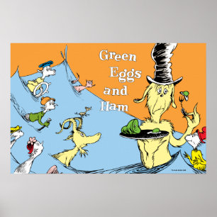 Poster Dr. Seuss Les Œufs verts au jambon Scène de l'eau