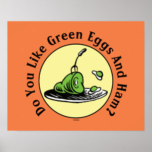 Poster Dr Seuss   Oeufs verts et icône de jambon