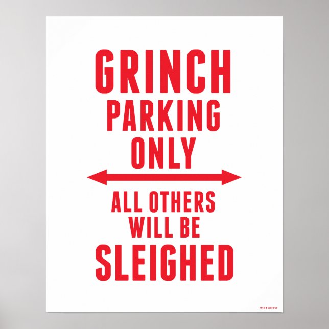 Poster Dr Seuss | Parking Grinch uniquement (Devant)