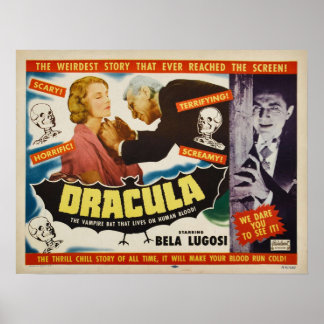 Poster Dracula Bela Lugosi Horror Movie 1951 Imprimer