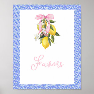 Poster Dragées Naissance La Dolce Vita Rose Citron Rose B