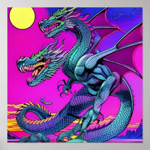 Poster Dragon à deux têtes