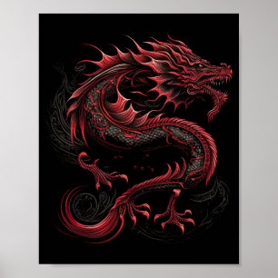 Poster dragon à tête jaune-verte