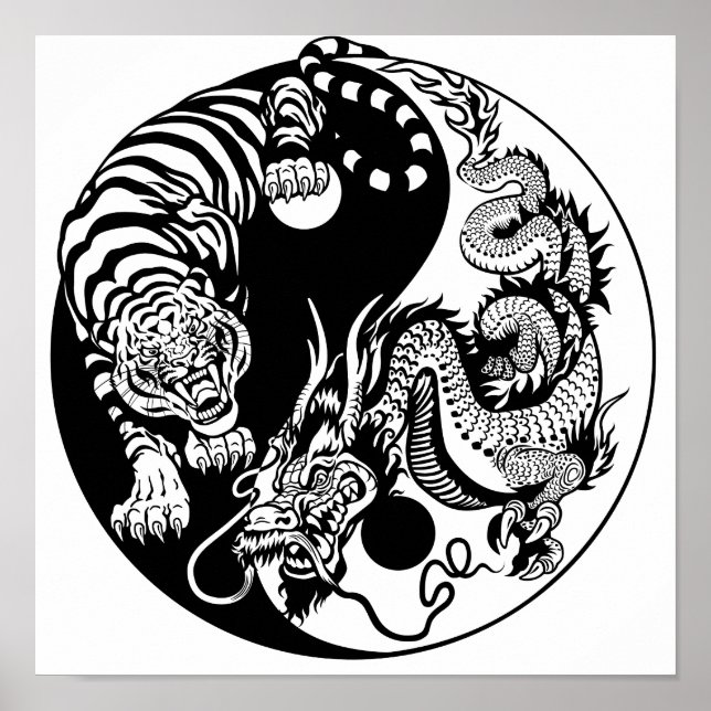 Poster dragon and tiger yin yang (Devant)